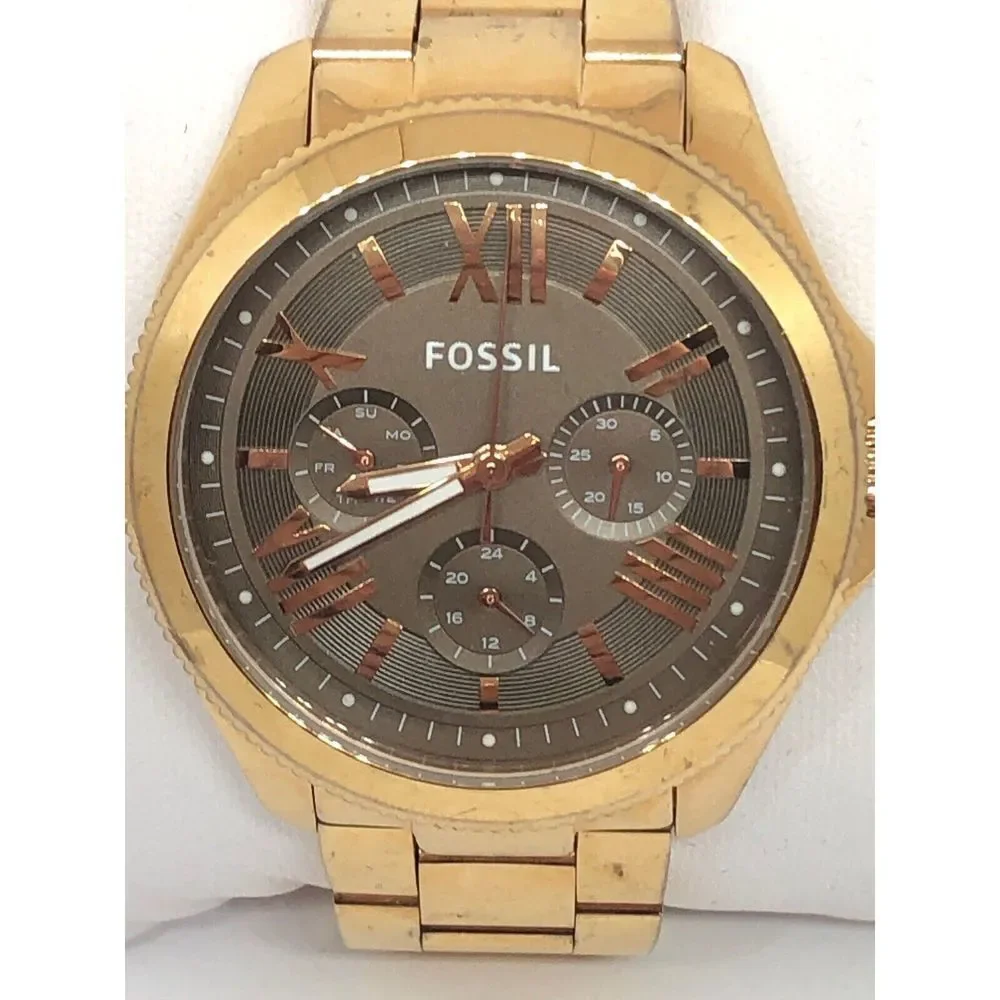 Fossil AM4533 Women's Stainless Steel Analog Taupe Dial Quartz Wrist Watch QB312